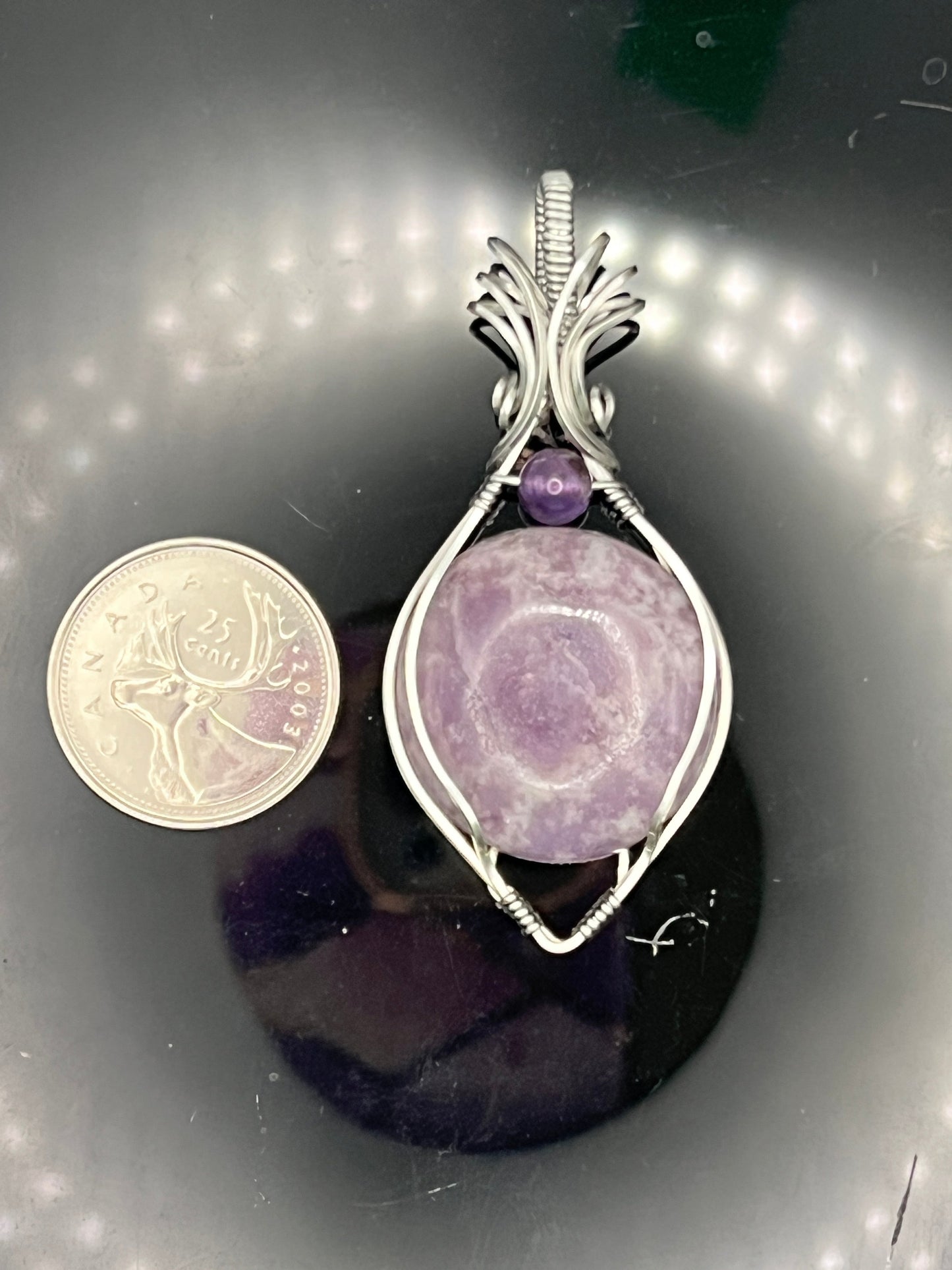 Lepidolite with Amethyst Pendant