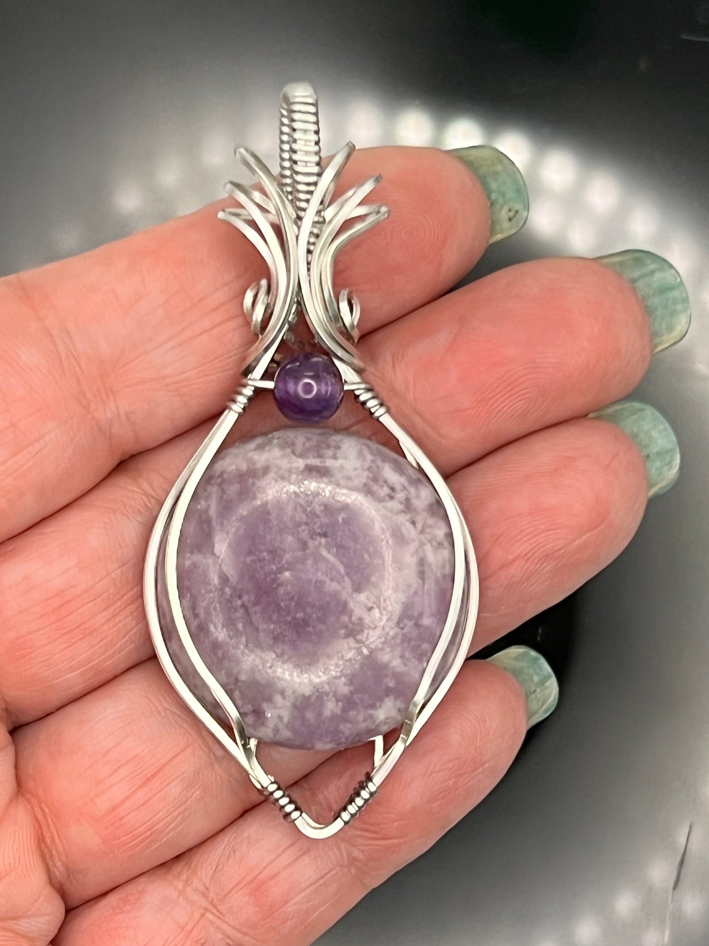 Lepidolite with Amethyst Pendant