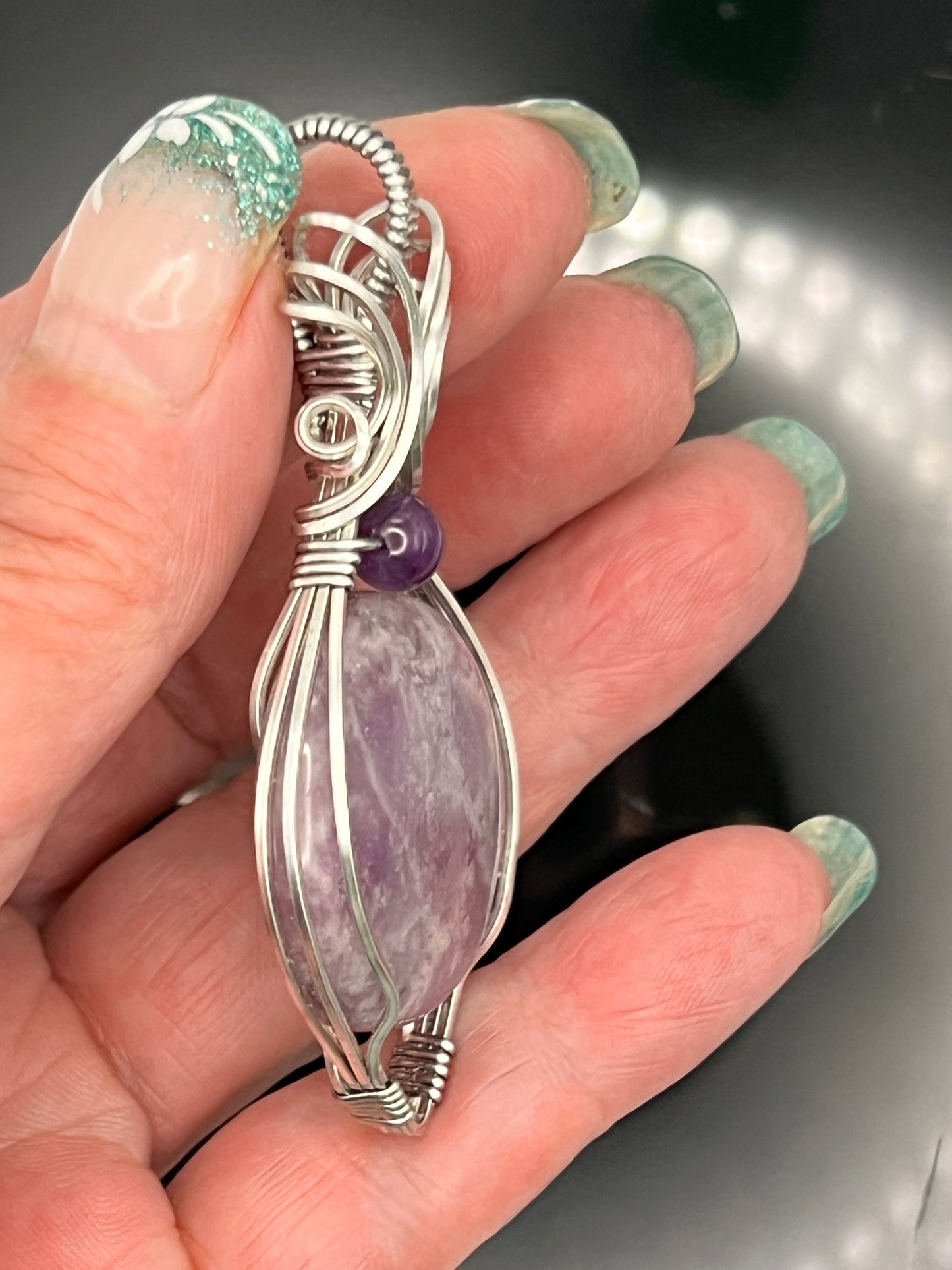 Lepidolite with Amethyst Pendant