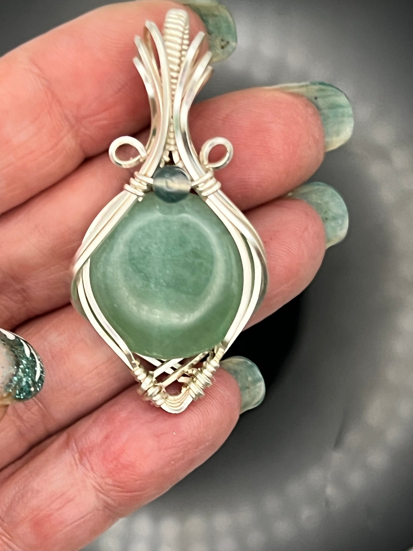 Green Aventurine with Green Moss Agate Pendant