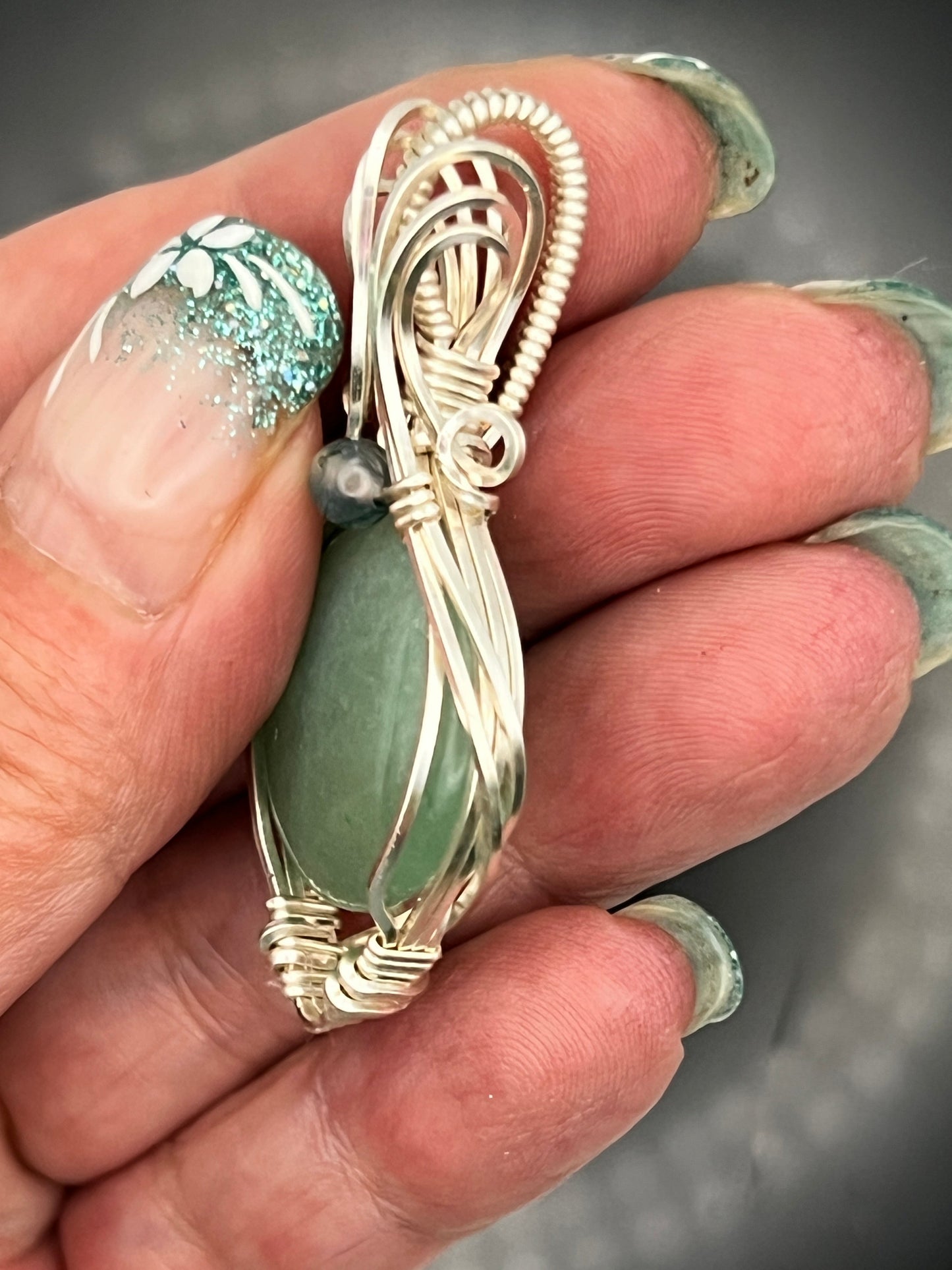 Green Aventurine with Green Moss Agate Pendant