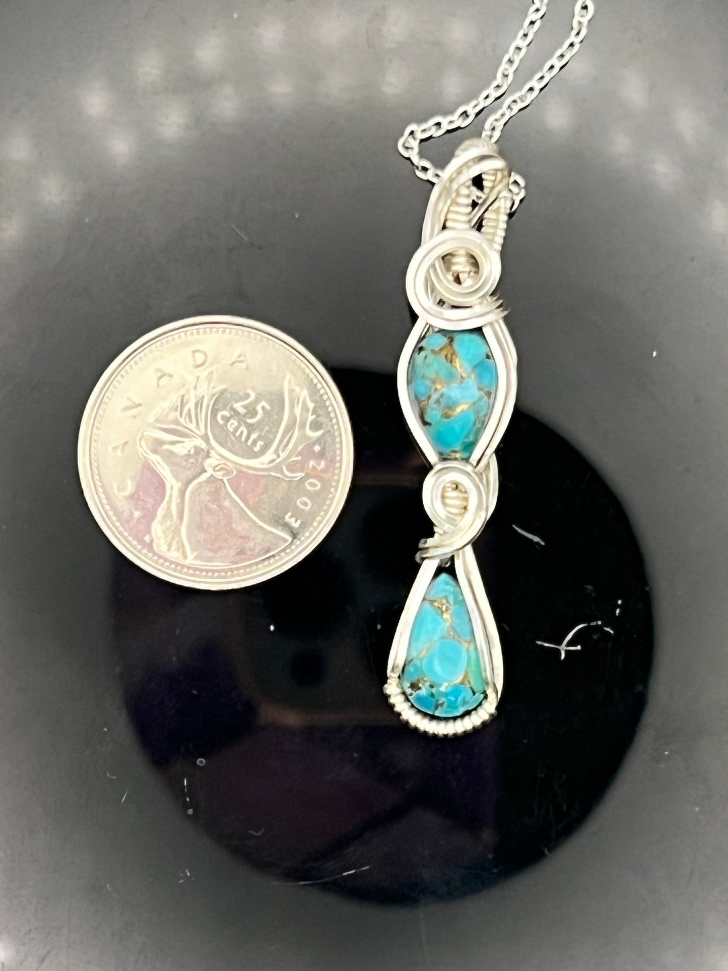 Copper Turquoise Double Pendant