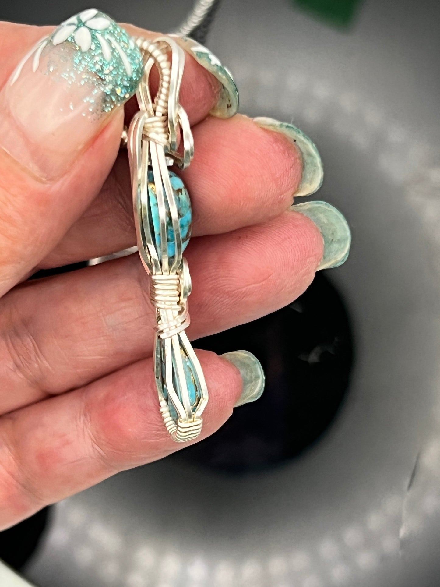 Copper Turquoise Double Pendant