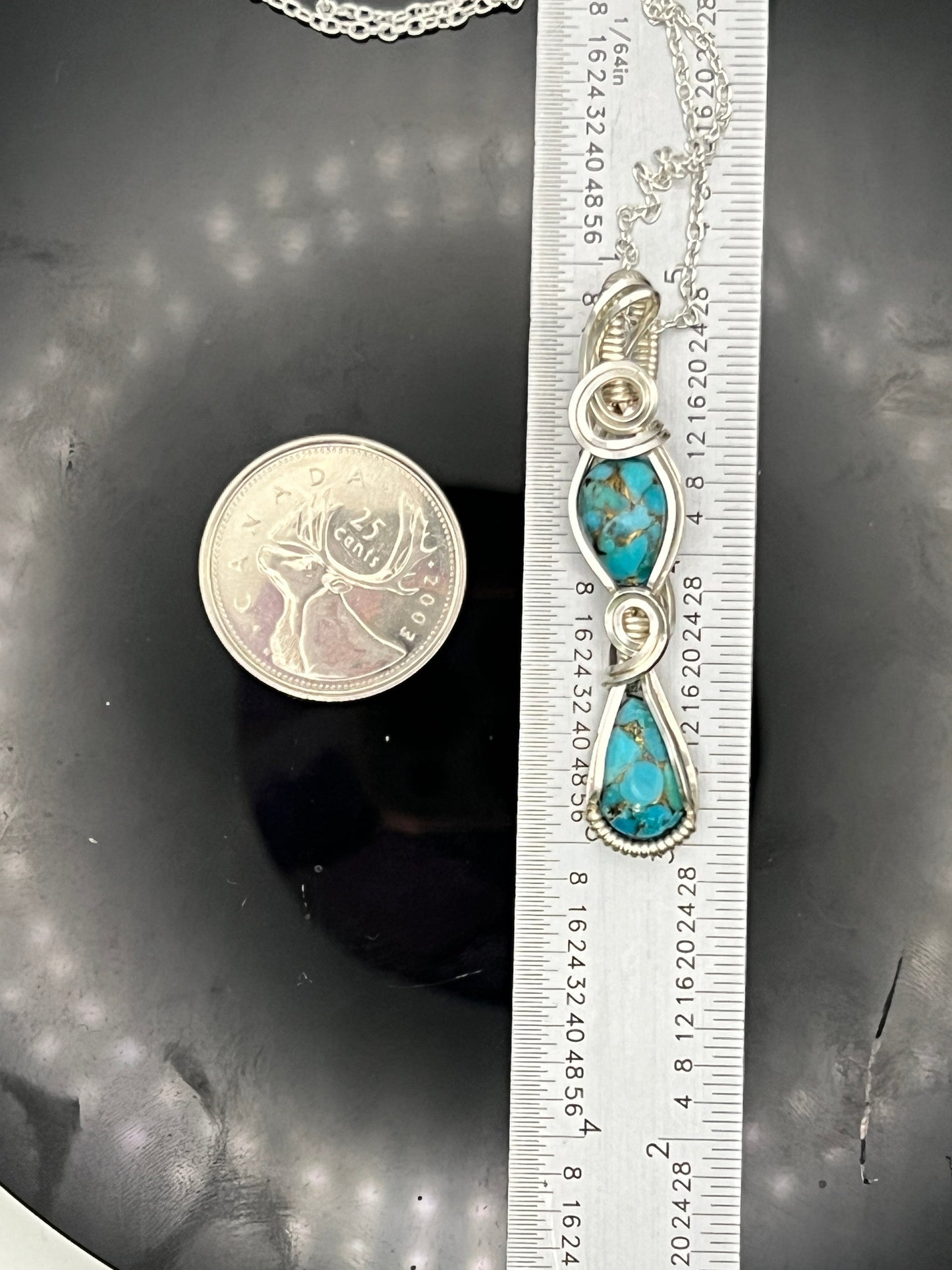 Copper Turquoise Double Pendant
